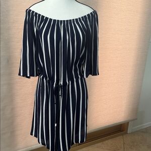 La Blanca Navy and White Striped Dress